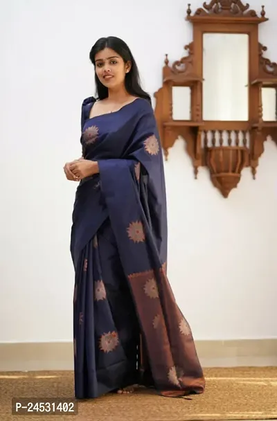 Stylish Fancy Designer Silk Blend Saree With Blouse Piece For Women-thumb4