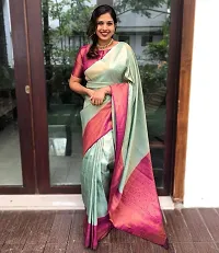 Stylish Fancy Designer Silk Blend Saree With Blouse Piece For Women-thumb1