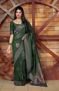 Stylish Fancy Designer Silk Blend Saree With Blouse Piece For Women-thumb1