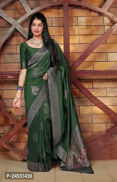 Stylish Fancy Designer Silk Blend Saree With Blouse Piece For Women-thumb2