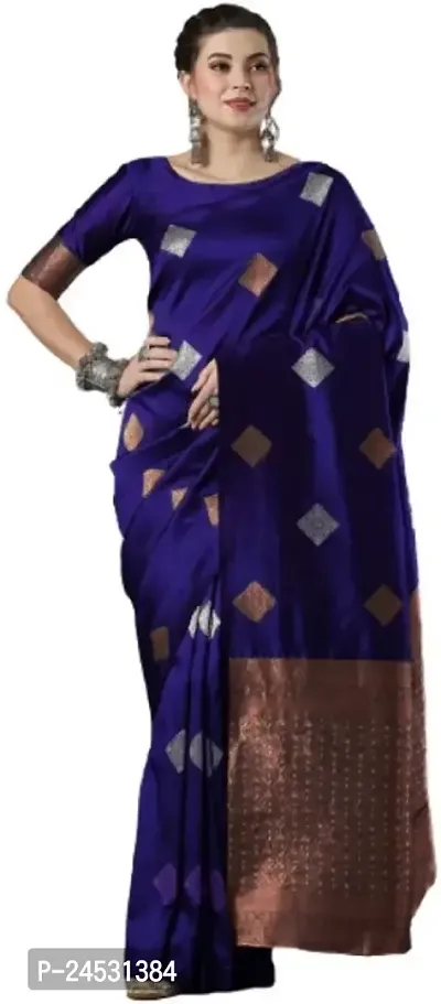 Stylish Fancy Designer Silk Blend Saree With Blouse Piece For Women-thumb0