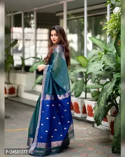 Stylish Fancy Designer Silk Blend Saree With Blouse Piece For Women-thumb3