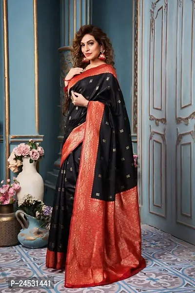 Stylish Fancy Designer Silk Blend Saree With Blouse Piece For Women-thumb3