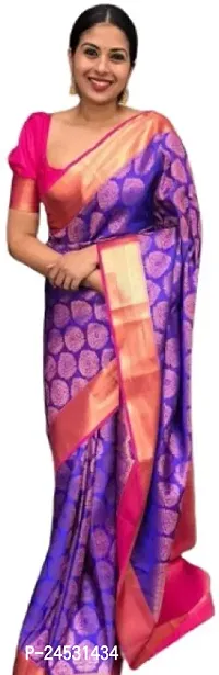 Stylish Fancy Designer Silk Blend Saree With Blouse Piece For Women-thumb0