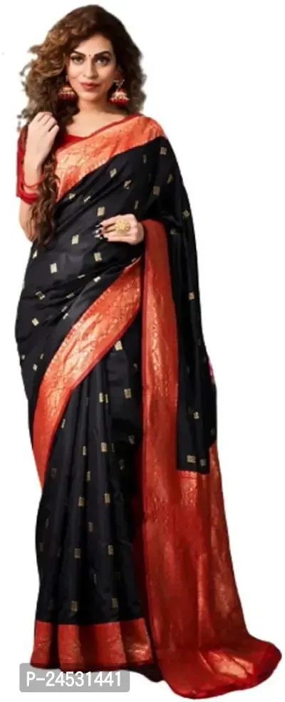 Stylish Fancy Designer Silk Blend Saree With Blouse Piece For Women-thumb0