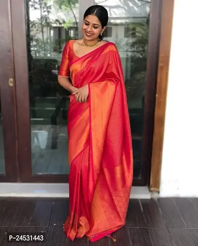 Stylish Fancy Designer Silk Blend Saree With Blouse Piece For Women-thumb3