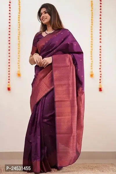 Stylish Fancy Designer Silk Blend Saree With Blouse Piece For Women-thumb5