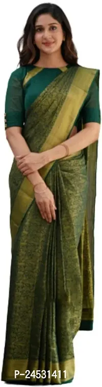 Stylish Fancy Designer Silk Blend Saree With Blouse Piece For Women-thumb0