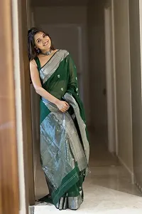 Stylish Fancy Designer Silk Blend Saree With Blouse Piece For Women-thumb1