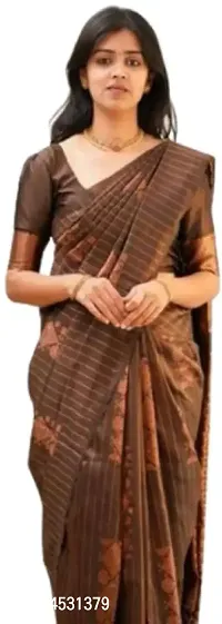 Stylish Fancy Designer Silk Blend Saree With Blouse Piece For Women-thumb0