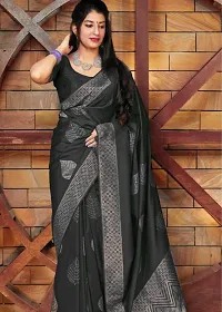 Stylish Fancy Designer Silk Blend Saree With Blouse Piece For Women-thumb1