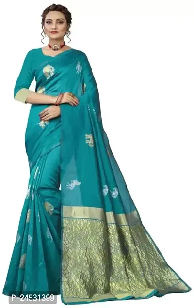 Stylish Fancy Designer Silk Blend Saree With Blouse Piece For Women