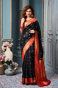 Stylish Fancy Designer Silk Blend Saree With Blouse Piece For Women-thumb1