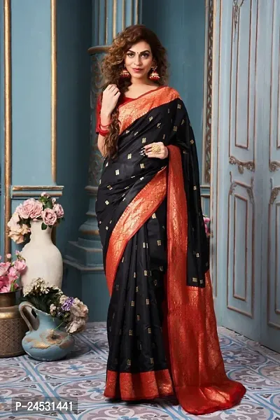 Stylish Fancy Designer Silk Blend Saree With Blouse Piece For Women-thumb2