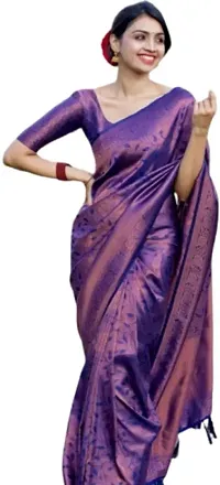 Stylish Fancy Designer Silk Blend Saree With Blouse Piece For Women