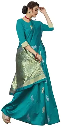 Stylish Fancy Designer Silk Blend Saree With Blouse Piece For Women-thumb1