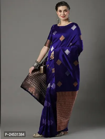 Stylish Fancy Designer Silk Blend Saree With Blouse Piece For Women-thumb4