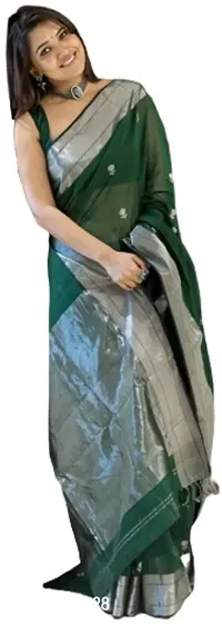 Stylish Fancy Designer Silk Blend Saree With Blouse Piece For Women-thumb0