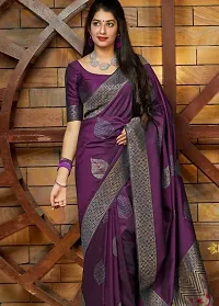 Stylish Fancy Designer Silk Blend Saree With Blouse Piece For Women-thumb3