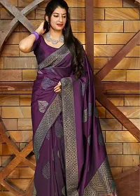 Stylish Fancy Designer Silk Blend Saree With Blouse Piece For Women-thumb1