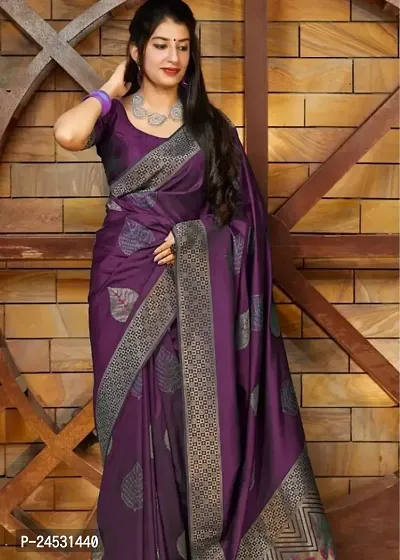 Stylish Fancy Designer Silk Blend Saree With Blouse Piece For Women-thumb2