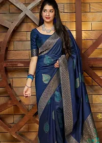 Stylish Fancy Designer Silk Blend Saree With Blouse Piece For Women-thumb1