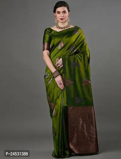 Stylish Fancy Designer Silk Blend Saree With Blouse Piece For Women-thumb2