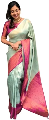 Stylish Fancy Designer Silk Blend Saree With Blouse Piece For Women