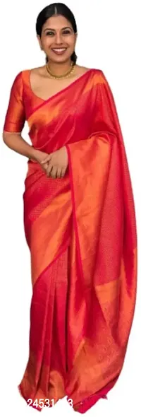 Stylish Fancy Designer Silk Blend Saree With Blouse Piece For Women