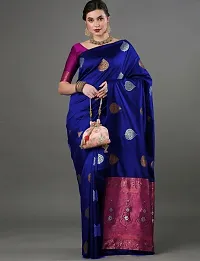 Stylish Fancy Designer Silk Blend Saree With Blouse Piece For Women-thumb1