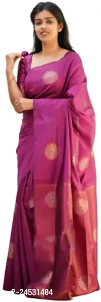 Stylish Fancy Designer Silk Blend Saree With Blouse Piece For Women-thumb0