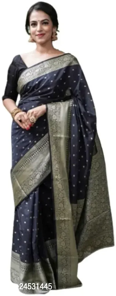 Stylish Fancy Designer Silk Blend Saree With Blouse Piece For Women