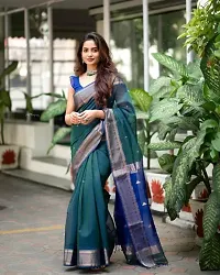 Stylish Fancy Designer Silk Blend Saree With Blouse Piece For Women-thumb1