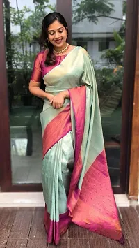 Stylish Fancy Designer Silk Blend Saree With Blouse Piece For Women-thumb3