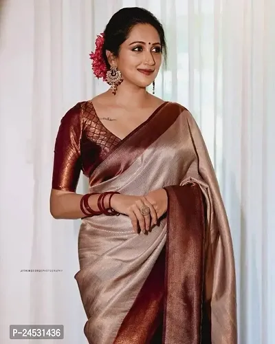 Stylish Fancy Designer Silk Blend Saree With Blouse Piece For Women-thumb4