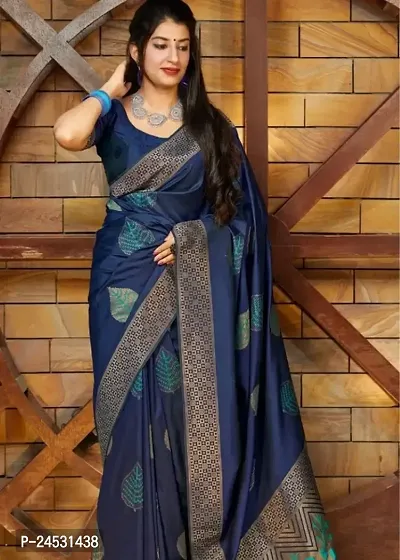 Stylish Fancy Designer Silk Blend Saree With Blouse Piece For Women-thumb3