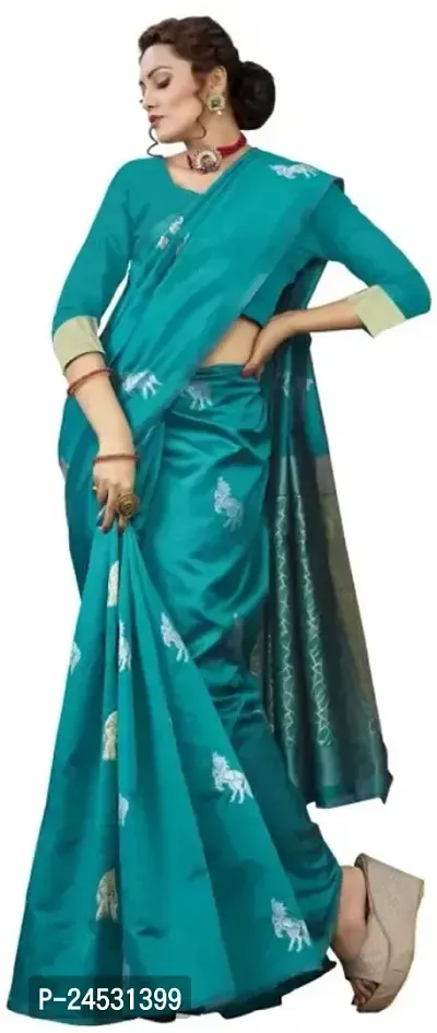 Stylish Fancy Designer Silk Blend Saree With Blouse Piece For Women-thumb3