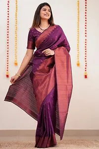 Stylish Fancy Designer Silk Blend Saree With Blouse Piece For Women-thumb1