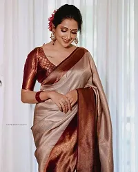 Stylish Fancy Designer Silk Blend Saree With Blouse Piece For Women-thumb1