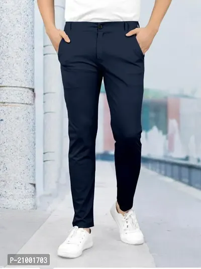 Flat Front Trouser in Navy Stretch Cotton Twill - Cad & The Dandy