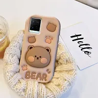 Ascensify Stylish Back Cover for Vivo Y21-2021 Cute Funny Bear Case with Bear Face Holder  for Vivo Y21-2021-thumb2