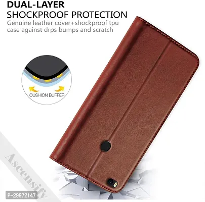 Classy Flip Cover for MI MAX Brown Dual Protection-thumb3