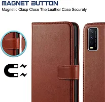 Classy Wallet Case Cover for Vivo Y12g Brown Dual Protection-thumb2