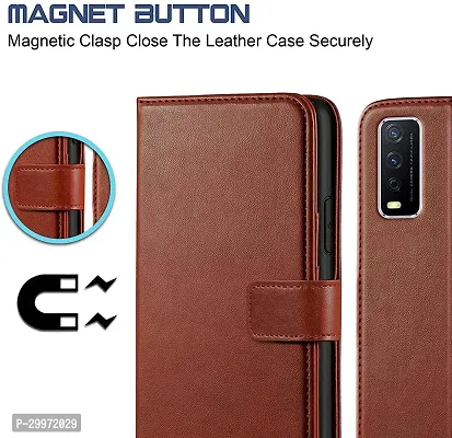 Classy Wallet Case Cover for Vivo Y12g Brown Dual Protection-thumb3