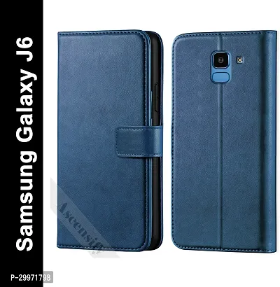 Classy Flip Cover for Samsung Galaxy J6 Blue Dual Protection