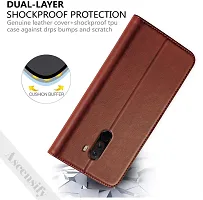 Classy Flip Cover for POCO F1 Brown Dual Protection-thumb2