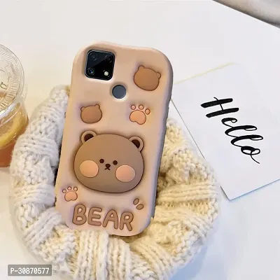 Ascensify Stylish Back Cover for Realme C25 Cute Funny Bear Case with Bear Face Holder  for Realme C25-thumb3