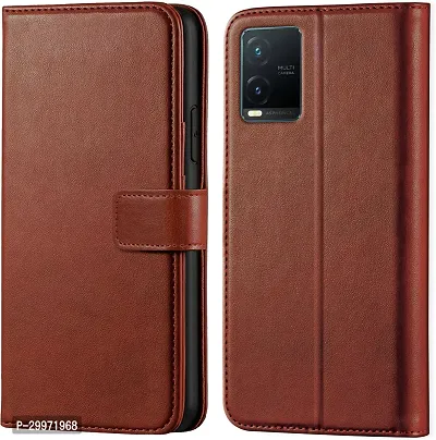 Classy Flip Cover for Vivo T1X Brown Dual Protection-thumb0