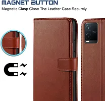 Classy Flip Cover for Vivo T1X Brown Dual Protection-thumb3