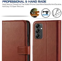 Classy Flip Cover for Samsung A14 5G Brown Dual Protection-thumb1